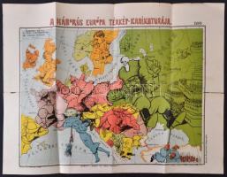 1914 A háborús Európa térkép-karikatúrája 1914, rajzolta Varga Imre, Bp., Rosenthal-ny., a hajtás mentén szakadt, sérült, 41x55 cm
