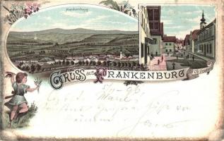 1896 (Vorläufer!) Frankenburg am Hausruck. Art Nouveau, floral, litho