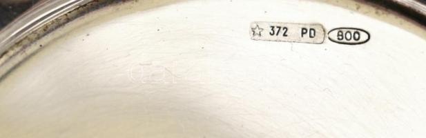 Ezüst(Ag) hajlított peremű tálka, jelzett, d: 8 cm, nettó: 22,2 g