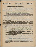 1919 Munkások! Katonák! Diákok! A forradalom veszélyben van, tanácsköztársaságos szórólap, szakadásokkal.