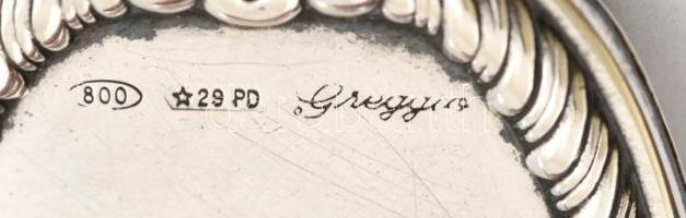 Ezüst(Ag) kagylós kis tálka, jelzett, 8,5×6 cm, nettó: 17,2 g