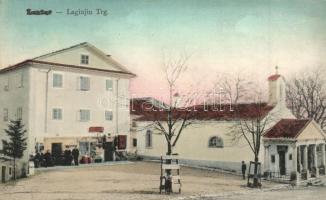 Kastav, Castua; Laginjin Trg. / square with chapel, shop of Robert M.