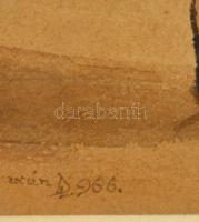 D.L. jelzéssel: Rembrandt után: A vak meggyógyítása. Akvarell, papír, üvegezett keretben, 28×31 cm