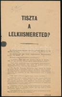 1944 Tiszta a lelkiismereted? II. világháborús, szövetségesek magyar nyelvű szórólapja, amely Roosevelt elnököt idézi és a felelősök bíróság elé állítását ígéri / WW2 flyer of the Allied powers in Hungarian