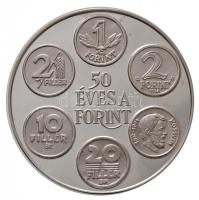 1996. 50 éves a Forint / 1946. augusztus 1. - 1996 jelzett Ag emlékérem MNB dísztokban (31,43g/0.999/42mm) T:PP /  Hungary 1996. 50th Anniversary of Forint / 1st August 1946. - 1996 hallmarked Ag commemorative medal in MNB case (31,43g/0.999/42mm) C:PP