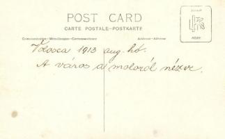 1913 Volosko, Volosca; város a mólóról nézve, Riviera Kávéház,  Ambrozic szálloda / Kavana / view fr...