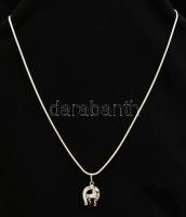 Ezüst(Ag) kígyó nyaklánc, lovas függővel, jelzett, h: 45-50 cm, 2,1×1,3 cm, nettó: 7,5 g