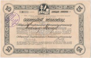Budapest 1920. Központi Sajtóvállalat Részvénytársaság öt darab névre szóló részvénye összesen 125K-ról, felülbélyegzéssel és szelvényekkel T:II-,III