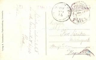 1918 Chernivtsi, Cernauti, Czernowitz; Rathaus / town hall, market + M. kir. 1. honvéd tábori posta ...