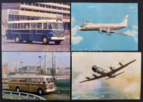 111 db MODERN közlekedés motívumos magyar és külföldi képeslap; Malév, repülőgép, hajó, busz, automobil / 111 modern motive postcards: aeroplanes, ship, bus, automobile