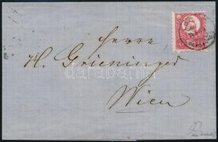 5kr with rare postmark on cover. Signed: Ferchenbauer, 5kr levélen, őskerék típusú 