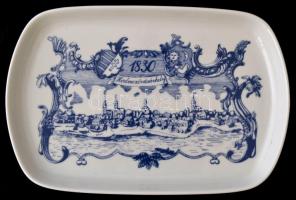 Alföldi porcelán pálinkás készlet Tálca Hódmezővásárhely képével és feliratozott poharakkal