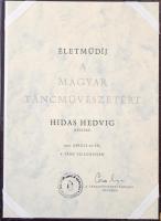 Szabó Iván (1913-1998) 1995. "A Magyar Táncművészetért Életműdíj" egyoldalas Br plakett, H...