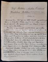 1916 Bethlen István (1874-1946) későbbi miniszterelnök kézzel írt levele Köllő Ignáchoz (1859-1942),...