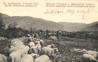 1911 Aus dem albanesischen Aufstande, die Flucht Aufständiger auf die montenegrinische Grenze / Albanian uprising, the escape of insurgents on the Montenegrin border