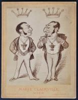 cca 1880-1900 Bécs, Gúnyrajzok fotómásolatai, Marie Clairville műterméből, 5 db, 16×12 cm / caricatu...