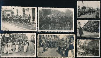 1940 Nagyvárad, bevonulás, 7 db fotó, 4,5×5,5 és 6×9 cm
