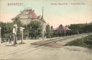 Budapest XII. Svábhegy, Nagyszálloda, Gyógyszertár, fogaskerekű vasút sínek (EK)