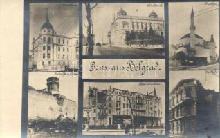 1916 Belgrade, Moschee, Alter und Neuer Konak, Beobachtungsthurm, Apotheke, Hotel Moskau / WWI devastation, ruins of the city with pharmacy, castle, hotel and mosque