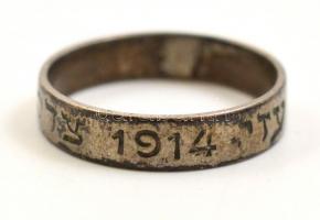 I világháborús emlék gyűrű, héber felirattal, judaika / World War I. judaica memorial ring