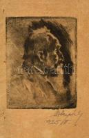 1925 Dőry Pál (?-?): Apponyi Albert. Rézkarc, papír, jelzett, fém keretben, 5,5x4 cm, keret: 11x8 cm