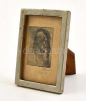 1925 Dőry Pál (?-?): Apponyi Albert. Rézkarc, papír, jelzett, fém keretben, 5,5x4 cm, keret: 11x8 cm