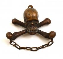 Bronz koponya csontokkal. Szabadkőműves beavatási kellék / Freemason accessory. Skull and bones from bronze sz:7 cm