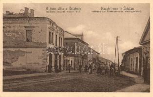 1916 Sniatyn, Glówna ulica spalona podczas inwazyi ros / Hauptstrasse während der Russeninvasion niedergebrannt / WWI Main street burned down during the Russian invasion + Tábori Postahivatal 40.