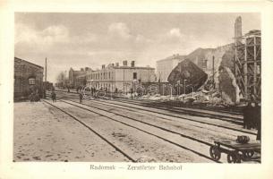 Radomsko, Zerstörter Bahnhof / WWI ruins of the destroyed railway station. Jos Drotleff Nr. 69.