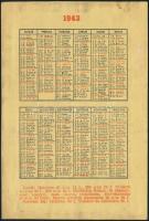 1943 Patent bevásárlási bárca reklámos kártyanaptár 9,5x14 cm