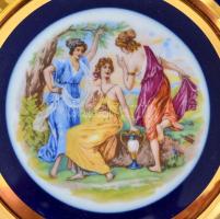 Karsbadi porcelán. Kobalt és aranyfestett mintás dísztányér. Új állapotban, eredeti dobozában / Chin...