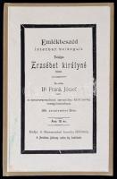 1898 Emlékbeszéd Istenben boldogult felséges Erzsébet királyné fölött, tartotta Dr. Frank József rabbi a muraszombati izraelita hitközség templomában, újrakötött, borítólap hiányzik, 12p