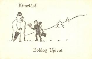 Kitartás! Boldog Újévet! Magyar Nyilaskeresztes Párt újévi üdvözlő propaganda lapja. Felelős kiadó Kreith Pál / New Year, Hungarian Arrow Cross Party propaganda card