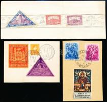 1926-1938 3 db kivágás levélzárókkal, emlékbélyegzésekkel