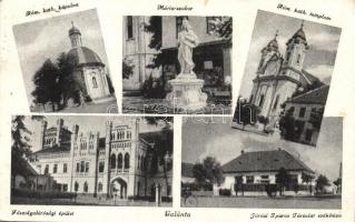 Galánta, Mária szobor, Járási Iparos Társulat székháza, Főszolgabírósági épület (Esterházy kastély), Római katolikus templom és kápolna / statue, court, Catholic church and chapel, District Industrial Society Headquarters (EK)