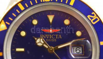Invicta svájci quartz búváróra 600m, dátumos, jelzett, elemmel, működő, szép állapotban, fém szíjjal