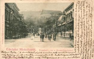 1899 Miskolc, Erzsébet tér, Kossuth szobor. Kiadja Ferenczi B. Brüder Pick (EB)