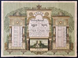 1937 Litografált halotti emléknaptár tartó / Judaica litho memorial 40x30 cm