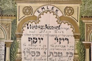 1937 Litografált halotti emléknaptár tartó / Judaica litho memorial  40x30  cm