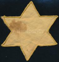 1944 Sárga zsidó szövetcsillag, foltos / yellow badge, stained