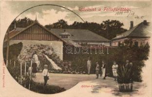 1900 Félixfürdő, Baile Felix; Hőforrás, fürdő pavilon. Kiadja Lang József / thermal spring, spa hall (szakadás / tear)