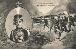 La bataille a Coumanovo / Battle of Kumanovo. First Balkan War military art postcard. Alexander I of Yugoslavia