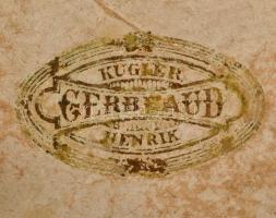 cca 1910 Szövettel bevont Kugler Gerbaud papír bonbonos doboz, d: 10,5 cm