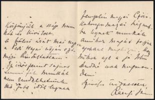 cca 1912 Fehérvárcsurgó, Károlyi József (1884-1934) politikus kézzel írt levele személyes ügyekben, ...