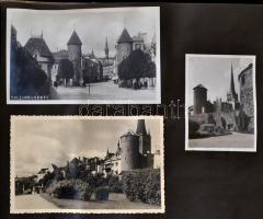 1936 A berlini olimpia relikviáiból összeállított album, az olimpiára kiadott képeslapokkal, térképe...