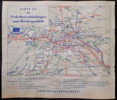 1936 A berlini olimpia relikviáiból összeállított album, az olimpiára kiadott képeslapokkal, térképe...