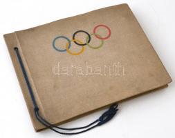 1936 A berlini olimpia relikviáiból összeállított album, az olimpiára kiadott képeslapokkal, térképe...