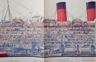 cca 1920 A Paris tengerjáró hajó átnézeti képe és prospektusa. Nagyméretű, kihajtható leporelló, / P...