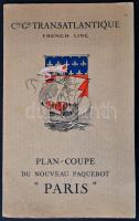 cca 1920 A Paris tengerjáró hajó átnézeti képe és prospektusa. Nagyméretű, kihajtható leporelló, / P...