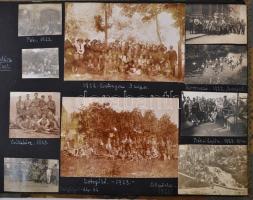 1922-1933 Cserkész fotóalbum sok fotóval,, köztük az 1933-as Jamboree-n készült felvételekkel, 153 db különböző méretű fotó, albumba ragasztva / Scout album with 153 photos